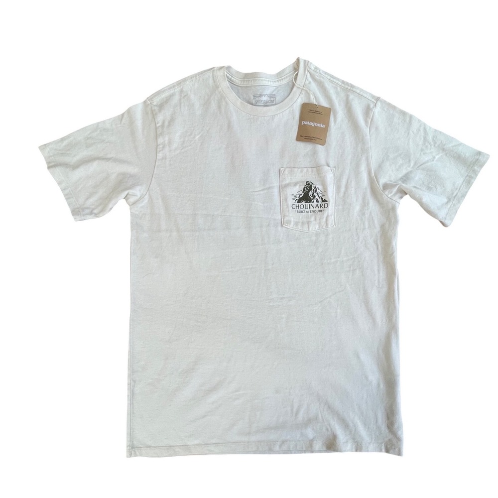 Patagonia Mens Chouinard Crest Pocket Responsibili-Tee Birch White 37770 Small